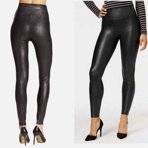 SPANX Shiny Faux Leather Black Women's Leggings Size Medium